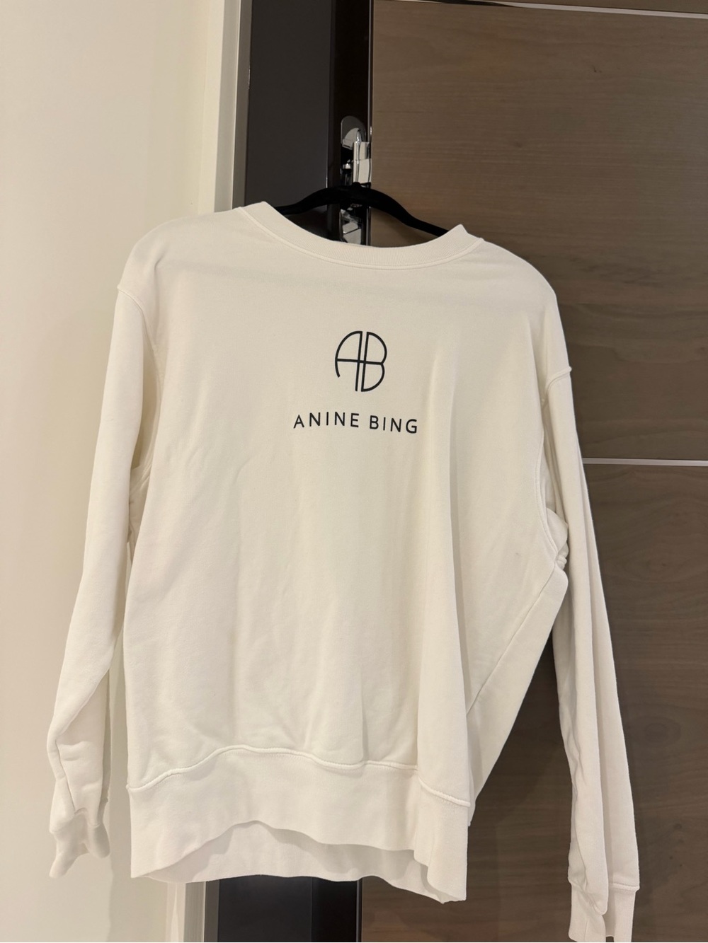 Anine Bing Cream Logo Crewneck Sweatshirt